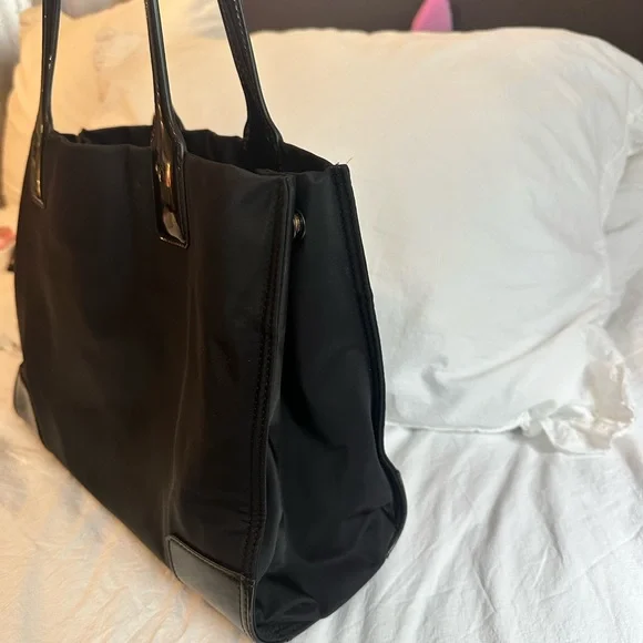 Tory Burch Black Tote with Embossed Logo - Picture 3 of 7